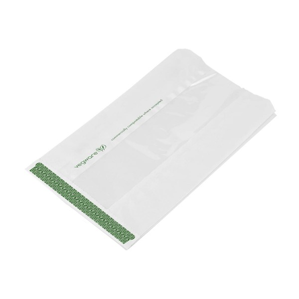 Vegware Pokar hvítir m/glugga 15x25cm 500stk