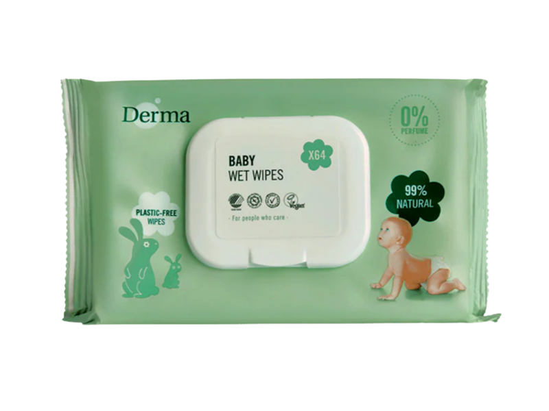 Blautþurrkur Derma án ilms 64stk
