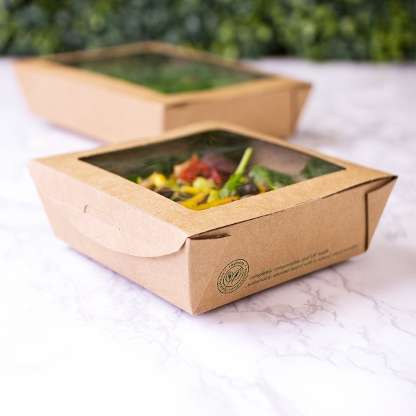 Vegware Matarbox brún glugga 650ml 12x12cm300stk
