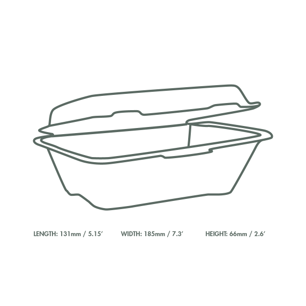 Vegware Matarbakki hvítur 13x18,5x6,6cm 500stk