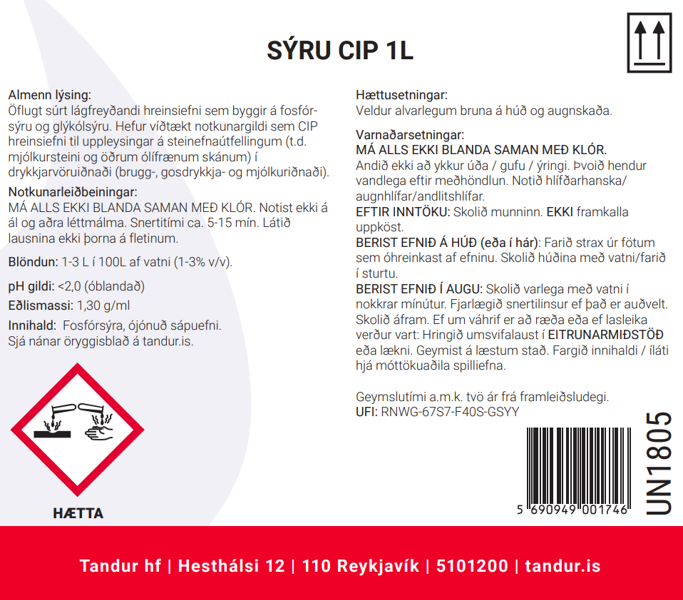 Sýru-CIP 1L 20L (26 KG)