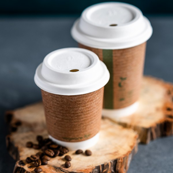 Vegware Kaffilok hvít, trefja 79mm 6-8oz 50stk